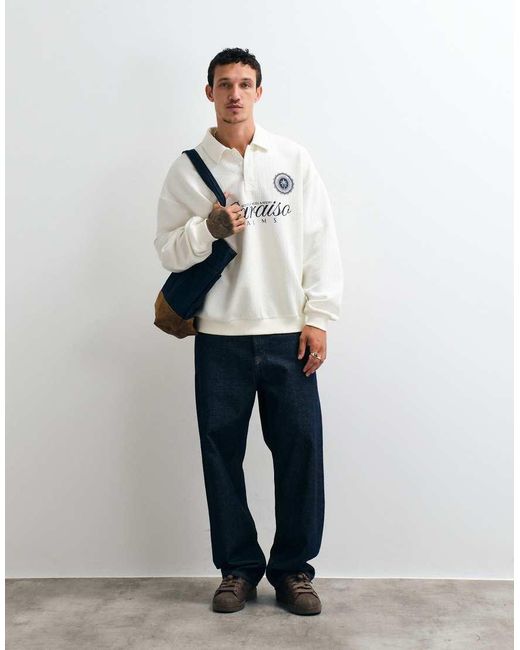 ASOS White Extreme Oversized Crew With Text Print for men
