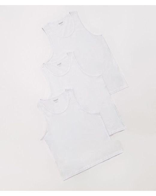 Jack & Jones White 3 Pack Basic Singlets for men