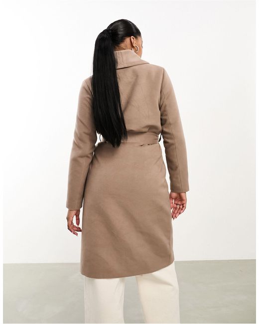 Mira - cappotto elegante color talpa con scollo sciallato di Threadbare in Natural