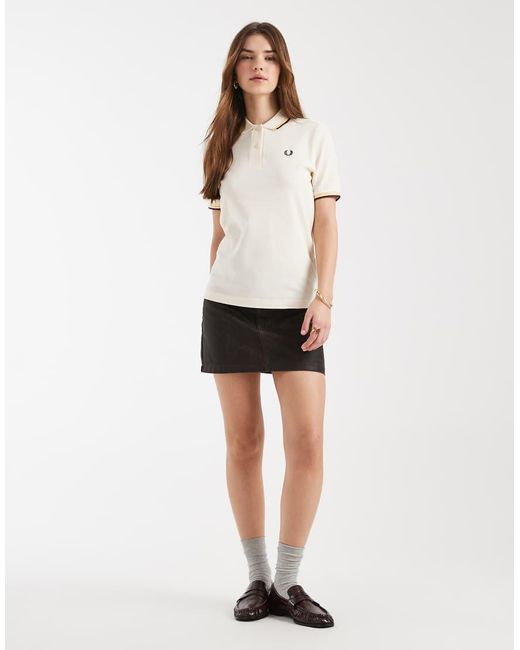 Fred Perry White Twin Tipped Logo Polo Shirt