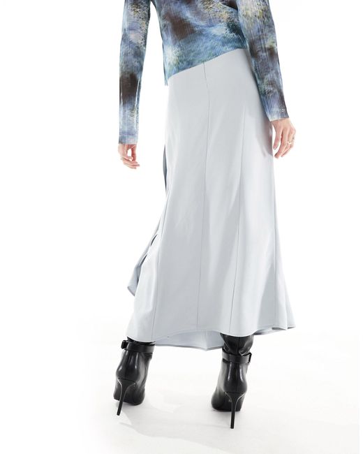 & Other Stories Blue Maxi Skirt With Drape Side Tie And Buckle Detail