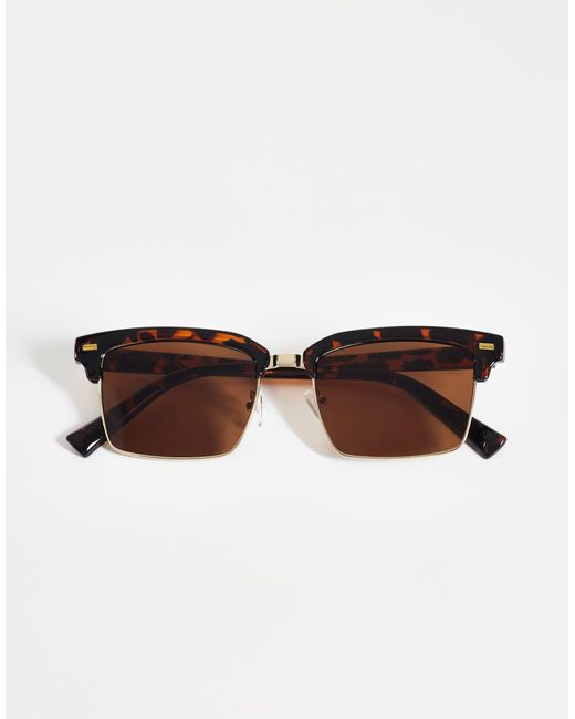Only & Sons Brown Rectangle Sunglasses for men