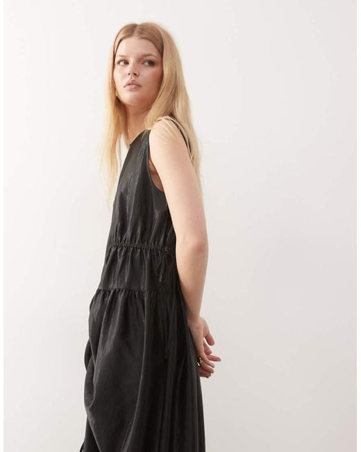 Collusion Black Multi Channel Satin Maxi Dress