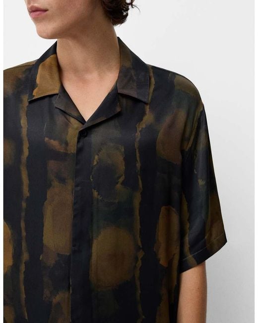 Bershka Black Collection Boxy Abstract Shirt for men