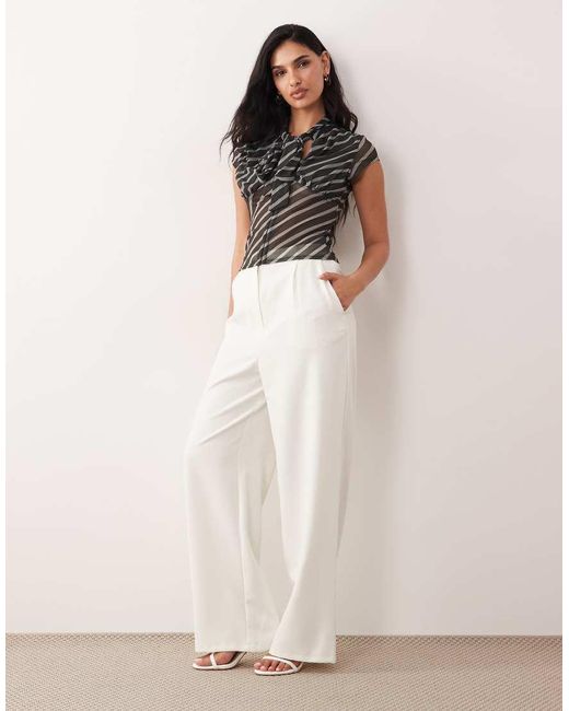 ASOS Black Cap Sleeve Sheer Shirt With Neck Tie Detail
