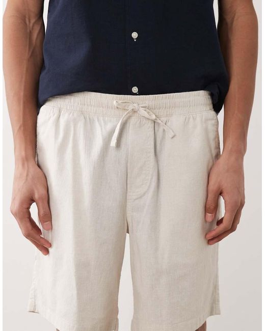 JJ Rebel Blue Drawstring Linen Mix Shorts for men