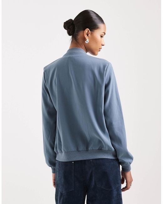 Vero Moda Blue Lightweight Zip Front Bomber Jacket