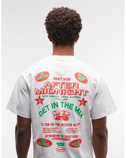 Huf Red After Midnight Logo T-shirt With Graphic Back Print for men
