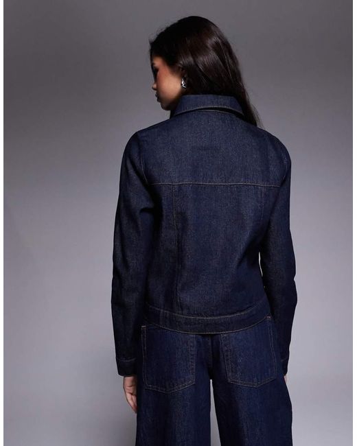 Giacca Di Jeans Mini Lavaggio Rinse Wash Con Zip Sul Davanti di ASOS in Blue