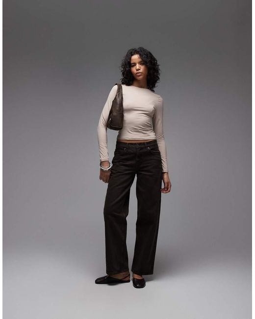 ASOS Gray Polyamide Slinky Long Sleeve Top