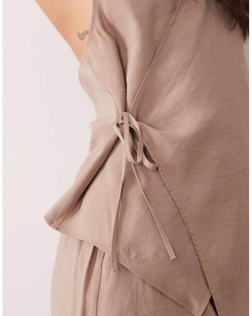 ASOS Brown Modal Look Tie Side Wrap Halter Top