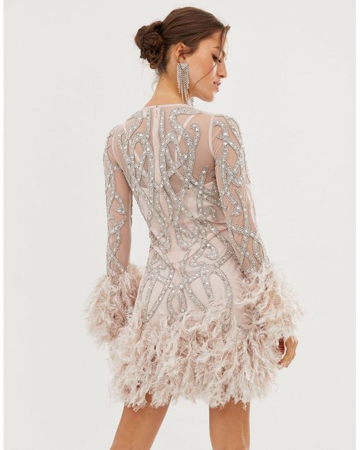 asos embellished feather dress