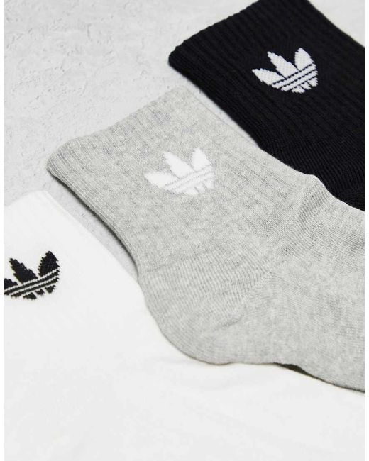 Adidas Originals White 3 Pack Mid Ankle Socks