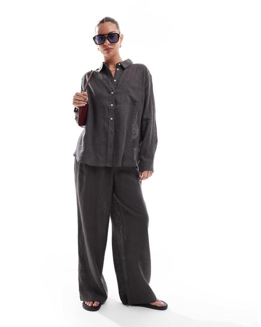 ONLY Gray – oversize-hemd aus leinenmix