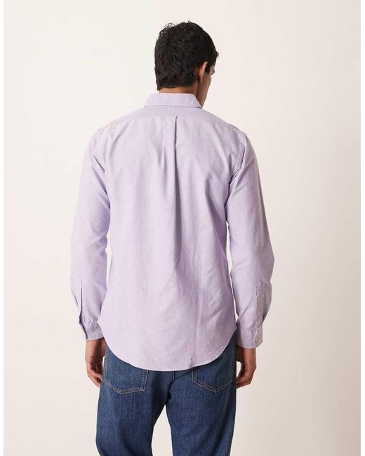 Polo Ralph Lauren Purple Icon Logo Cotton Oxford Long Sleeve Shirt for men