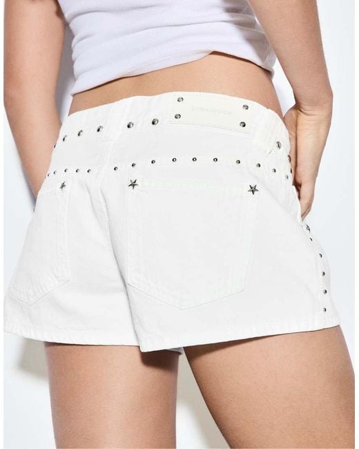 Stradivarius White Star Stud Shorts