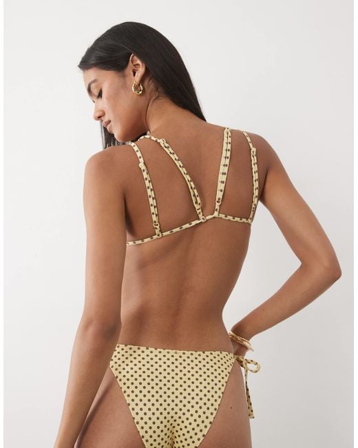 ASOS Brown Dottie Double Strap Triangle Bikini Top