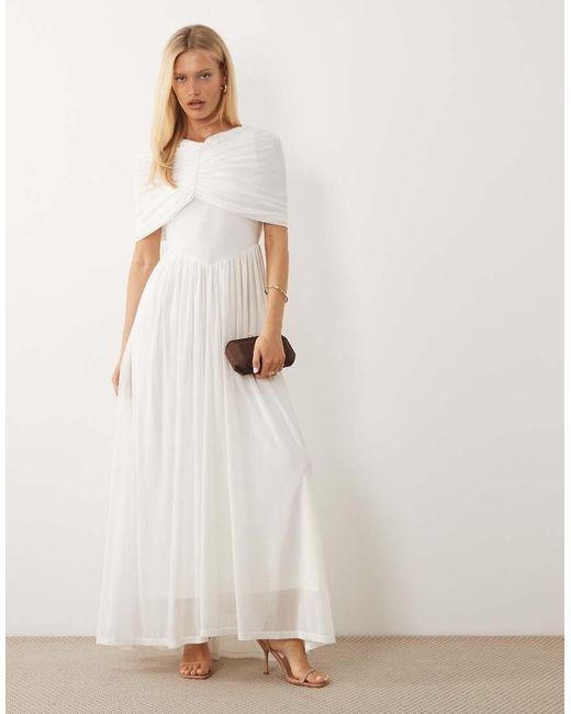 Vero Moda Natural Cape Detail Jersey Maxi Dress