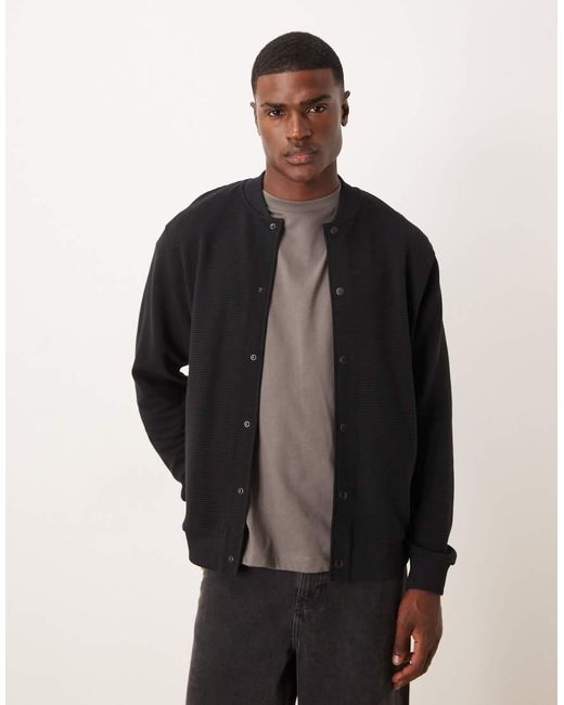 ASOS Oversized Bomberjack Van Geribbelde Jersey in het Black voor heren