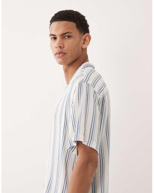 Jack & Jones White Stripe Shirt With Short Sleeves for men