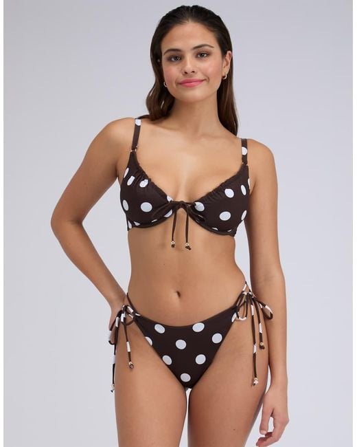 Boux Avenue Black Ibiza Polka Dot Plunge Bikini Top Underwired Swimwear