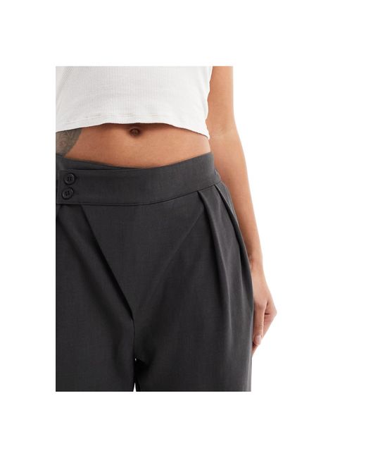 Pantalon ajusté coupe fuselée avec ceinture asymétrique - anthracite ASOS en coloris Black