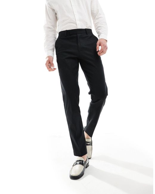 ASOS Gray Slim Linen Mix Suit Trousers for men