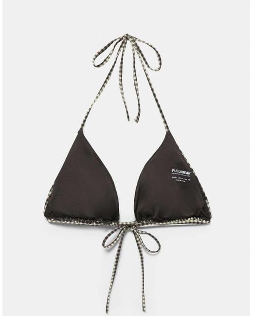 Pull&Bear Brown Gingham Bikini Top
