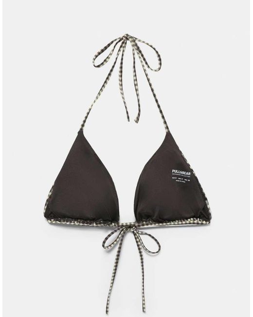 Top Bikini A Quadretti di Pull&Bear in Brown