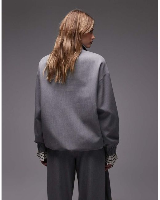 ASOS Gray Funnel Neck Longline Bomber Jacket