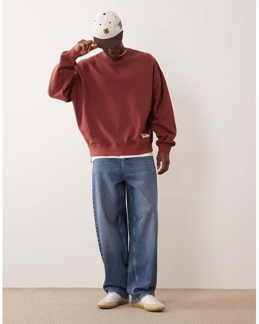 ASOS Red Extreme Oversized Sweatshirt With Floral Print for men