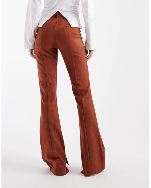 ASOS Red Tall Suedette Patch Pocket Flare Trousers