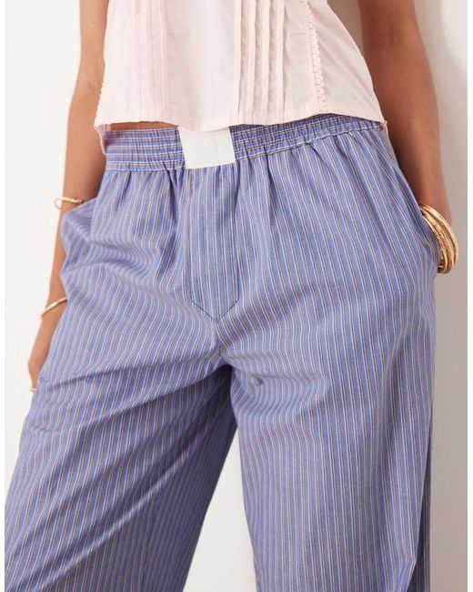 Lioness Blue Boxer Waistband Wide Leg Poplin Trousers