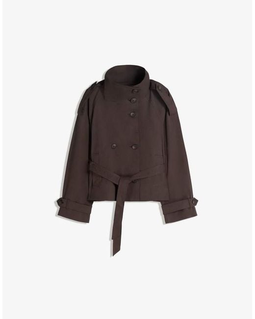Bershka Brown Funnel Neck Trench Jacket