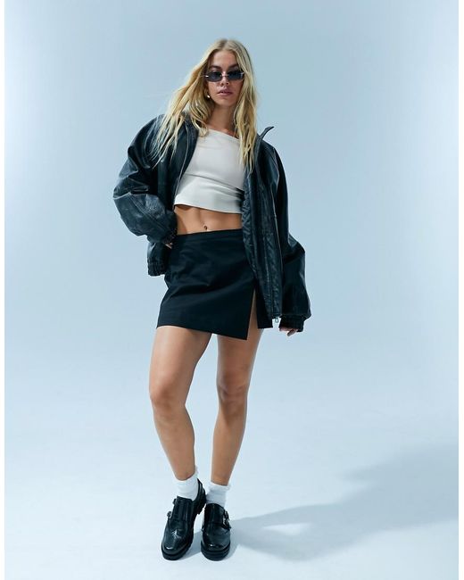 Top De Manga Larga Con Escote Bardot De Modal Efecto Neopreno Premium De -Beis Neutro ASOS de color Blue
