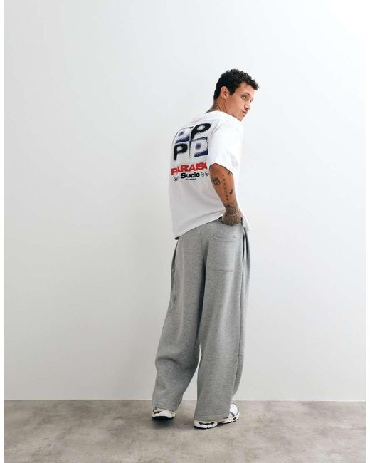ASOS White Oversized Balloon Sweatpants With Side Pleat for men