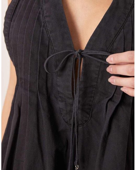 Free People Black Webster Tie-front Romper