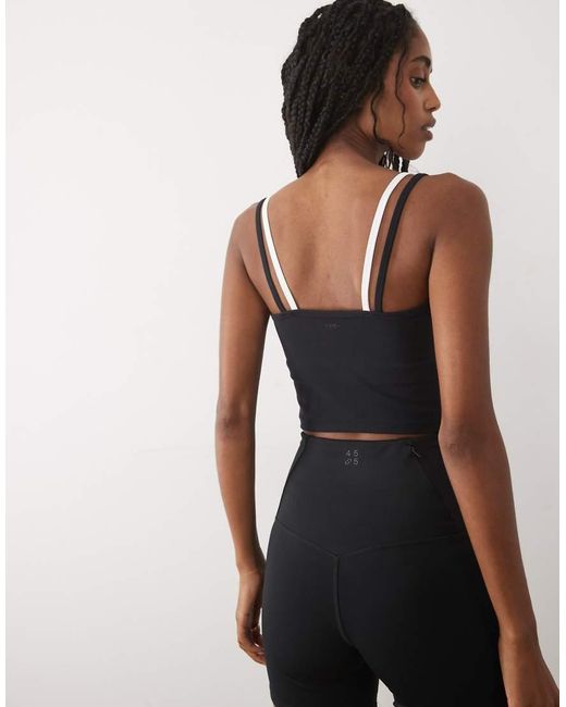 Abercrombie & Fitch Black Ypb Bra Free Double Layer Scoop Neck Tank Top