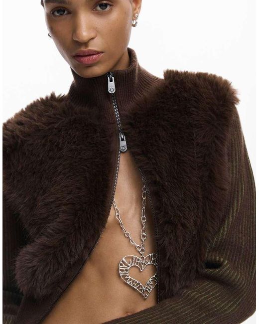 Desigual Brown Chocolate Knit Jacket