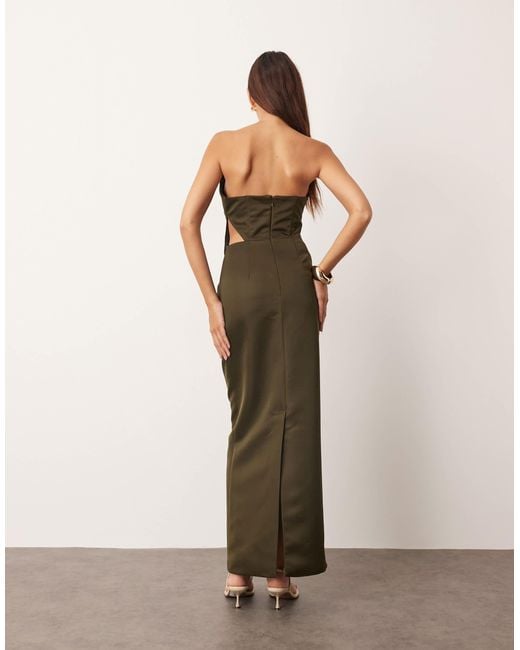 ARRANGE Natural Structured Satin Bandeau Maxi Dress