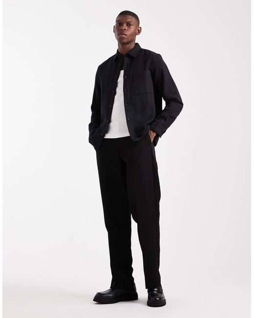 ASOS Black Vintage Look Flannel Overshirt for men