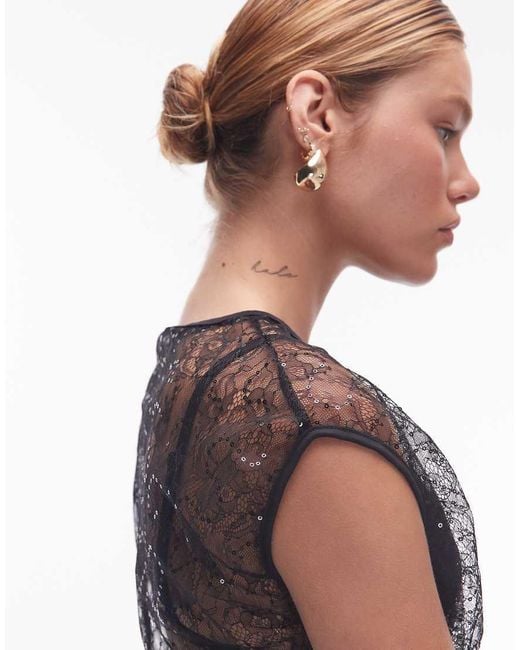 Asos Design Camiseta Negra Hombro Descubierto Sixth June JEWEL