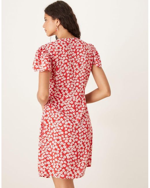 Vestido Corto Cruzado Con Estampado Floral De Jdy de color Pink