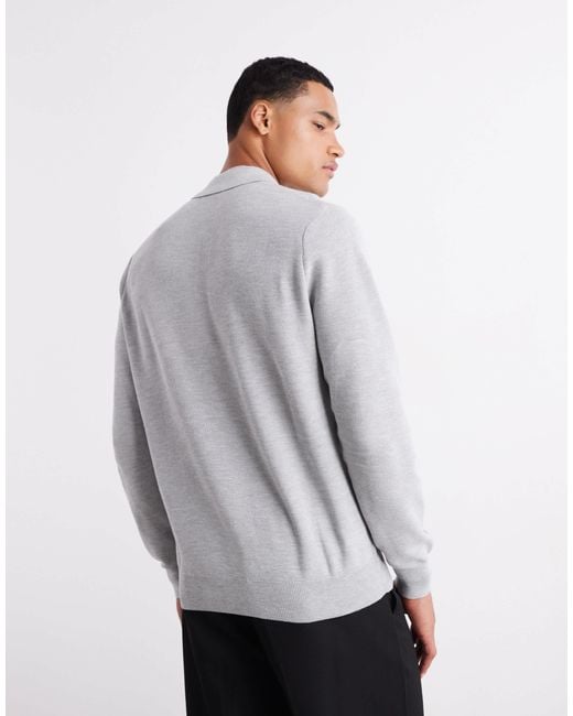 Polo à manches longues en maille Mango pour homme en coloris Gray