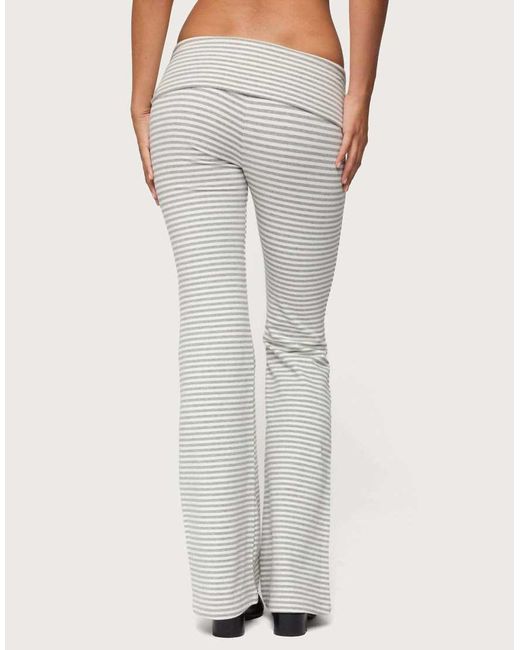 Edikted Gray Kaeli Stripey Flared Leggings