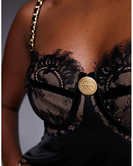 The Dolls House Blue Frenchie Open Back Lace Bralet Mini Dress