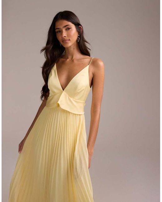 ASOS Natural Bridesmaids Hybrid Cami Maxi Dress With Pleat Skirt