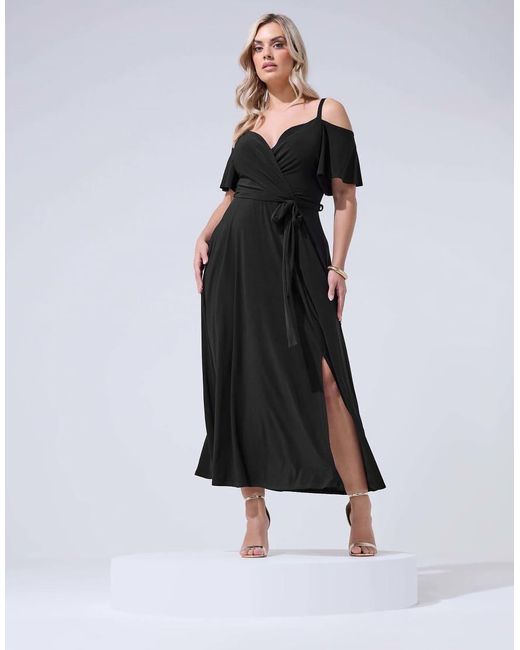 Yours Clothing Black Cold Shoulder Maxi Dress