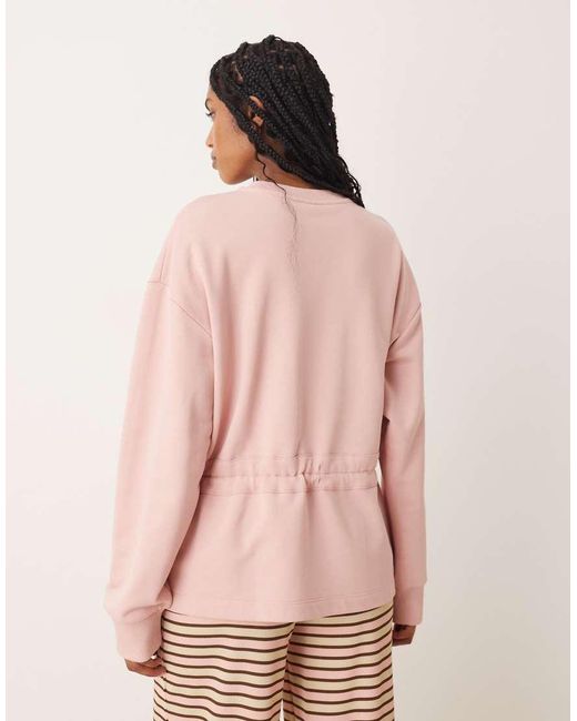 ASOS Pink Sweat With Ruched Bow Detail