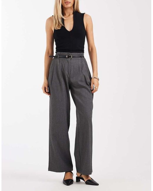 Vero Moda Gray Wide Leg Belted Trouser Co-ord